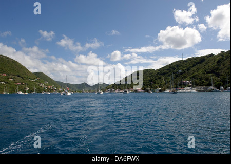 BVI, barche, Isole Vergini Britanniche, Isole Vergini Britanniche Isole Vergini isola, isola di Tortola, Caraibi, mare, Soper il foro Foto Stock