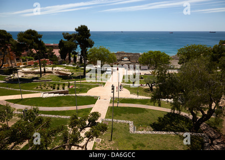 Anfiteatro romano di rovine del parco di tarraco UNESCO World Heritage Site Tarragona Catalogna Spagna Foto Stock