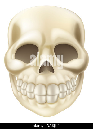 Una illustrazione di un simpatico cartoon sorridente Scull Halloween Foto Stock