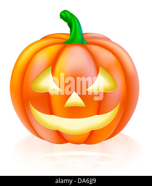 Una illustrazione di un cartoon carino scolpite Halloween zucca lanterna con sorriso Foto Stock