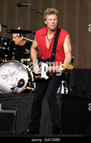 Hyde Park, London, Regno Unito. 5 Luglio, 2013. Bon Jovi gioca Barclaycard presenta British Summer Time Hyde Park a Hyde Park il 05/07/2013 a Hyde Park, Londra. Persone nella foto: Jon Bon Jovi. Foto di Julie Edwards/alamy Live News Foto Stock