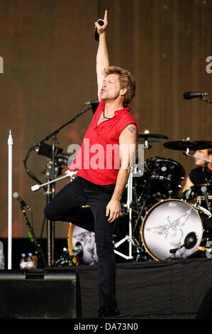 Hyde Park, London, Regno Unito. 5 Luglio, 2013. Bon Jovi gioca Barclaycard presenta British Summer Time Hyde Park a Hyde Park il 05/07/2013 a Hyde Park, Londra. Persone nella foto: Jon Bon Jovi. Foto di Julie Edwards/alamy Live News Foto Stock