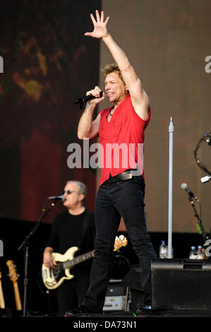 Hyde Park, London, Regno Unito. 5 Luglio, 2013. Bon Jovi gioca Barclaycard presenta British Summer Time Hyde Park a Hyde Park il 05/07/2013 a Hyde Park, Londra. Persone nella foto: Jon Bon Jovi. Foto di Julie Edwards/alamy Live News Foto Stock