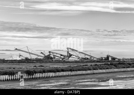 Supporti di sale in acqua di mare Saline di Salins du Midi, Aigues-Mortes, Francia Foto Stock