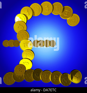 Monete simbolo cancelletto mostra deposito britannico e il reddito Foto Stock