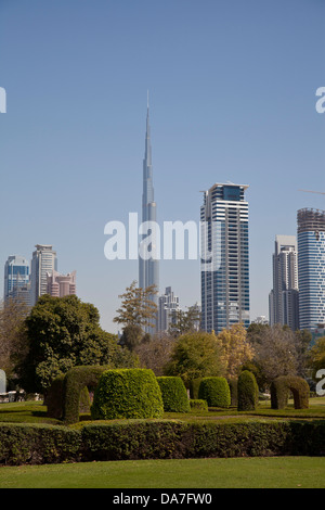 Vista del Burj Khalifa da Safa Park Foto Stock
