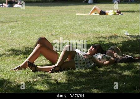 Londra, Regno Unito. 06 Luglio, 2013. Barbecue nel parco. Sunlovers godendo la canicola nell'Hyde Park di Londra. 6 luglio 2013, Londra, Regno Unito. Credito: martyn wheatley/Alamy Live News Foto Stock