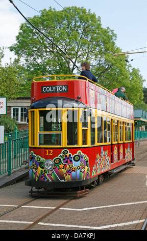 Seaton tram elettrico Colyton Devon England Regno Unito Foto Stock