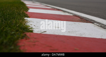 Cordoli al Canadian circuito Grand Prix di Formula 1, vicino al tornante, Circuito Gilles Villeneuve di Montreal Foto Stock