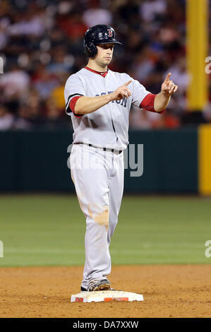 Anaheim, California, USA. 6 Luglio, 2013. Luglio 6, 2013 Anaheim, California: Boston Red Sox diritto fielder Daniel Nava (29) durante il Major League Baseball gioco tra Boston Red Sox e il Los Angeles Angeli a Angel Stadium il 6 luglio 2013 ad Anaheim, in California. Rob Carmell/CSM/Alamy Live News/Alamy Live News Foto Stock