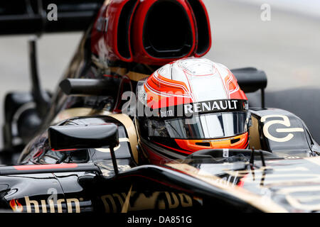 Nuerburg, Germania. 07 Luglio, 2013. Motorsports: FIA Formula One World Championship 2013, il Gran Premio di Germania, #8 Romain Grosjean (FRA, Team Lotus F1), il credito: dpa picture alliance/Alamy Live News Foto Stock