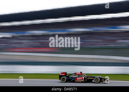 Nuerburg, Germania. 07 Luglio, 2013. Motorsports: FIA Formula One World Championship 2013, il Gran Premio di Germania, #7 Kimi Raikkonen (FIN, Team Lotus F1), il credito: dpa picture alliance/Alamy Live News Foto Stock