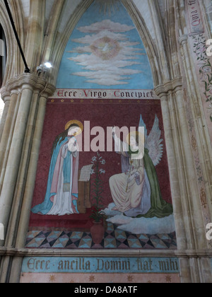 Bella Dorchester sul Tamigi Abbey Church of St Peter & St Paul Wall painting - Ecce virgo concipiet , William Byrd Foto Stock