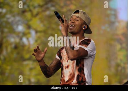 JLS gioca Barclaycard presenta British Summer Time Hyde Park a Hyde Park il 07/07/2013 a Hyde Park, Londra. Persone nella foto: Aston Merrygold. Foto di Julie Edwards Foto Stock