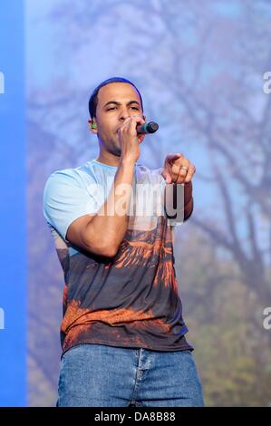 Londra, Regno Unito. 7 Luglio, 2013. JLS gioca Barclaycard presenta British Summer Time Hyde Park a Hyde Park il 07/07/2013 a Hyde Park, Londra. Persone nella foto: Marvin Humes. Foto di Julie Edwards/Alamy Live News Foto Stock