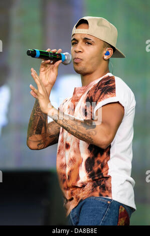 JLS gioca Barclaycard presenta British Summer Time Hyde Park a Hyde Park il 07/07/2013 a Hyde Park, Londra. Persone nella foto: Aston Merrygold. Foto di Julie Edwards Foto Stock