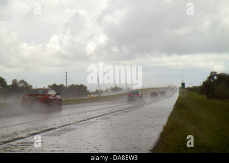 Ft. Fort Myers Florida, Interstate 75 i-75, pioggia, tempo, condizioni di guida pericolose, visitatori viaggio viaggio turismo turistico Landmar Foto Stock
