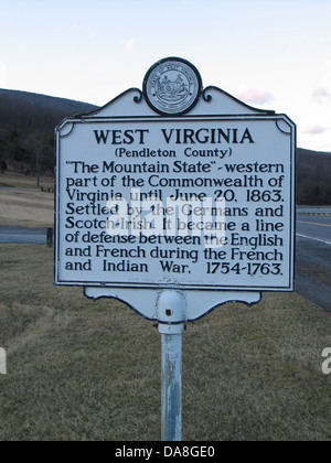 WEST VIRGINIA (PENDLETON COUNTY) 'la montagna membro " - nella parte occidentale del commonwealth della Virginia fino a giugno 20, 1863. Colonizzata dai Tedeschi e Scotch-Irish. Essa divenne una linea di difesa tra gli inglesi e francesi durante la guerra di indiano e francese, 1754-1763. West Virginia 1964. Foto Stock