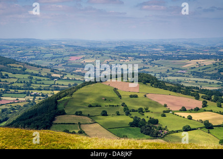 Usk Valley dalla cima del Tor y Foel Brecon Beacons National Park South Wales UK Foto Stock