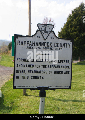 RAPPAHANNOCK Area della contea di 274 miglia quadrate formata nel 1833 da Culpeper, e nominato per il fiume Rappahannock, sorgenti di cui sono in questa contea. Conservazione e Sviluppo Commissione, 1929. Foto Stock