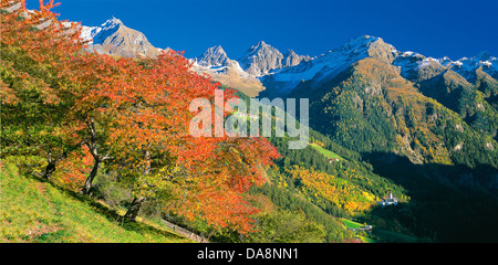 Austria, Europa Tyrol, Kaunertal, mountain Kauner, autunno, Kauner, ridge, oetztal, Alpi, Fontanefredde, pellegrinaggio, chiesa Foto Stock