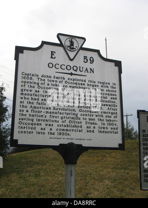 OCCOQUAN capitano John Smith per esplorare questa regione nel 1608. La città di Occoquan cominciò con l'apertura di un deposito di tabacco su Foto Stock