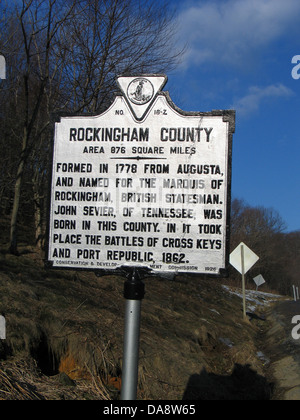 ROCKINGHAM COUNTY Area 876 miglia quadrate formata nel 1778 da Augusta e nominato per il marchese di Rockingham, statista britannico. John Sevier, del Tennessee, è nato in questa contea. In essa ha avuto luogo le battaglie del Cross Keys e porto Repubblica, 1862. Conservazione e Sviluppo Commissione, 1928 Foto Stock