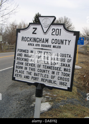 ROCKINGHAM COUNTY Area 876 miglia quadrate formata nel 1778 da Augusta e nominato per il marchese di Rockingham, British statisti. John Sevier, del Tennessee, è nato in questa contea. In essa ha avuto luogo le battaglie del Cross Keys e porto Repubblica, 1862. Virginia conservazione Commissione, 1942 Foto Stock