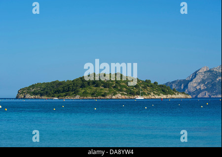 Isole Baleari, Maiorca, Mallorca, Spagna, Europa, esterno, Playa de Formentor, costa, seashore, coste, le spiagge costiere, sce Foto Stock