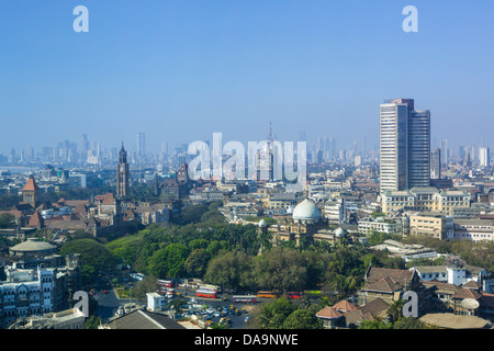 India India del Sud, Asia, Maharashtra, Mumbai Bombay, Città, Colaba, distretto, downtown, Skyline, Borsa, edificio, colo Foto Stock