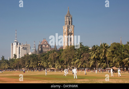 India India del Sud, Asia, Maharashtra, Mumbai Bombay, Città, Colaba, distretto, downtown, Skyline, Università, Clock Tower, orologio Foto Stock