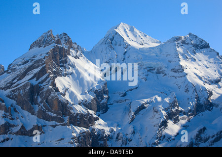 Alpi, Alpino, panorama, vista montagna, montagne, massiccio, Berna, Alpi Bernesi, Oberland bernese, Blüemlisalp Rothorn, Blüemlisal Foto Stock