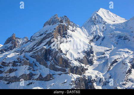 Alpi, Alpino, panorama, vista montagna, montagne, massiccio, Berna, Alpi Bernesi, Oberland bernese, Blüemlisalp Rothorn, Blüemlisal Foto Stock