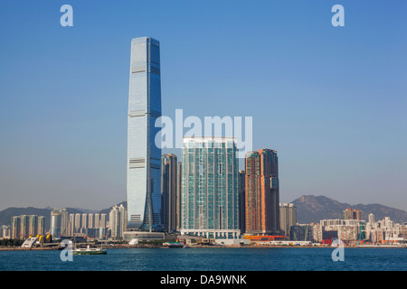 Cina, Hong Kong, Hongkong, West Kowloon Skyline Foto Stock