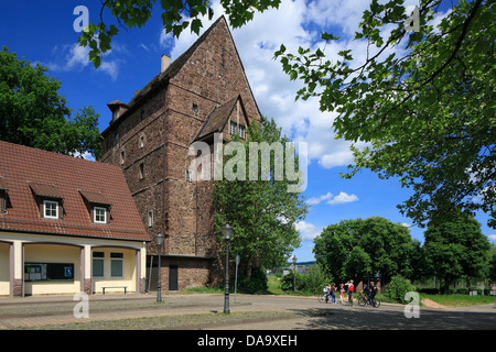 Alte Burg mit Kragstuhlmuseum a Beverungen, Weserbergland, Renania settentrionale-Vestfalia Foto Stock