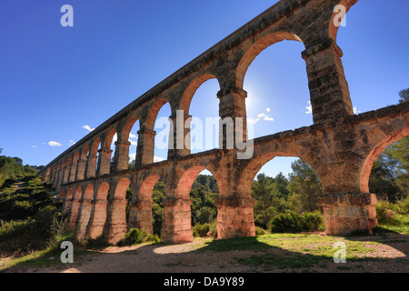 Spagna, Europa, Catalonia, acquedotto, archi, architettura, ponte, ponte del diavolo, storia romana, rovine, Tarraco Tarragona, ONU Foto Stock