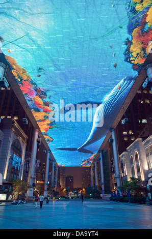 Vista del più grande display a LED del suo genere al mondo, che si estende per 250 m x 30 m presso il centro commerciale Place nel centro di Pechino, Cina, Repubblica popolare Cinese. Foto Stock