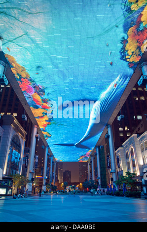 Vista del più grande display a LED del suo genere al mondo, che si estende per 250 m x 30 m presso il centro commerciale Place nel centro di Pechino, Cina, Repubblica popolare Cinese. Foto Stock