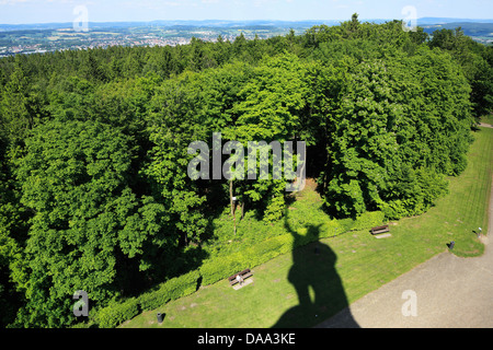 Schattenbild, Hermannsdenkmal zur Erinnerung an die Schlacht im Teutoburger Wald bei Kalkriese, Kolossalstatue von Ernst von Bandel, Cheruskerfuerst un Foto Stock