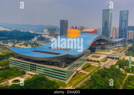 Cina, Shenzhen, città dell'Asia, il centro, il Centro Civico, skyline, architettura grande, centro civico, curva, design, downtown, enorme, r Foto Stock