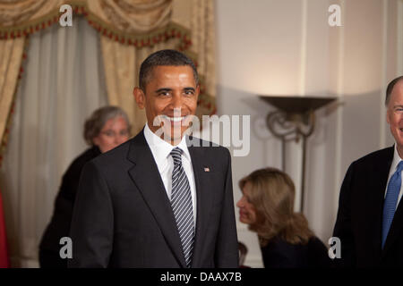 Il Presidente degli Stati Uniti Barack Obama partecipa ad un incontro bilaterale con il Primo Ministro Erdogan della Turchia (non illustrato) all'Assemblea generale delle Nazioni Unite in New York New York martedì, 20 settembre 2011. Foto: Allan Tannenbaum Foto Stock