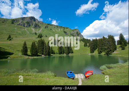 La Svizzera, Europa, Lac Retaud, panorama, scenario, alpes vaudoises, Vaud alpi, cloud, montagne, Les Diablerets, Isenau, Vaud, Foto Stock