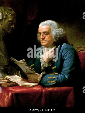 BENJAMIN FRANKLIN (1706-1790) American polymath dipinto da artista inglese David Martin in 1767 Foto Stock