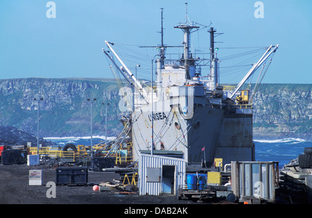 San Paolo, San Paolo isola, isole Pribilof, Alaska, STATI UNITI D'AMERICA, oceano, barca, pesca, industria, barca da pesca, soleggiato, Foto Stock