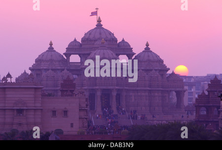 Akshardham, tempio, sun, tramonto, tramonto, New Delhi, India, Asia Foto Stock