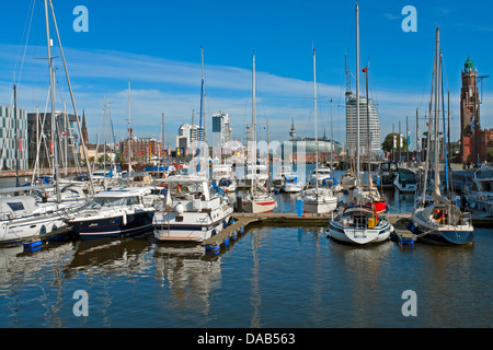 L'Europa, Germania, Brema e Bremerhaven, Schleusenstrasse, nuovo porto, porto, Lloyd-Marina, sport Boat Harbour, Bremerhaven Oberfe Foto Stock