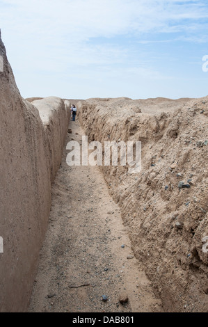 Le antiche rovine di Chan Chan archeologica precolombiana UNESCO World Heritage Site vicino a Trujillo, Perú. Foto Stock