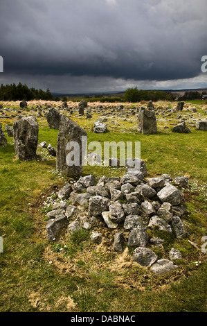 Beaghmore Età del Bronzo circoli di pietra, allineamenti e Cairns in County Tyrone, Irlanda del Nord, Regno Unito Foto Stock