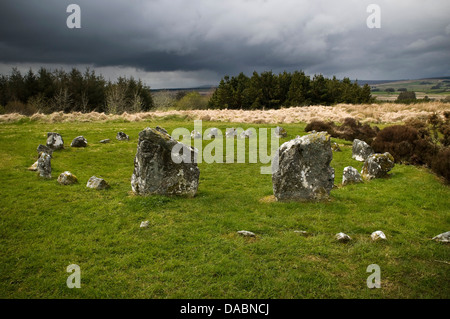 Beaghmore Età del Bronzo circoli di pietra, allineamenti e Cairns in County Tyrone, Irlanda del Nord, Regno Unito Foto Stock