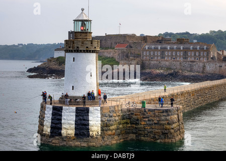 Castle Cornet, faro, St Peter Port Guernsey, Regno Unito Foto Stock